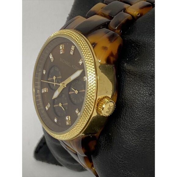 Michael Kors Jet Set MK5038 Women's Brown Acrylic Analog Dial Quartz Watch ZW143 - Picture 4 of 12